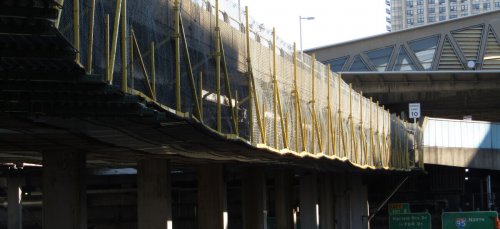 Safety scaffolding and netting on George Washington Bridge in New York
