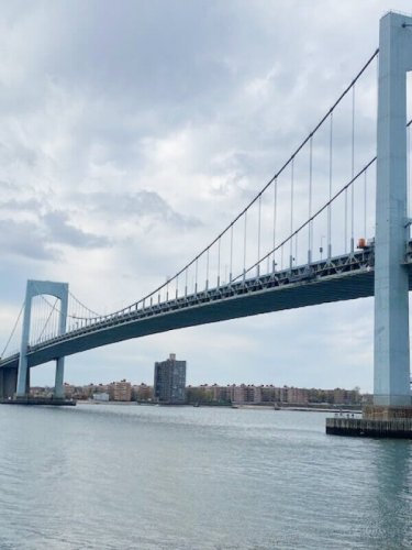 underside of throgs neck bridge with safety span installed